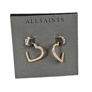 AllSaints Gold Tone Heart Hoop Earrings